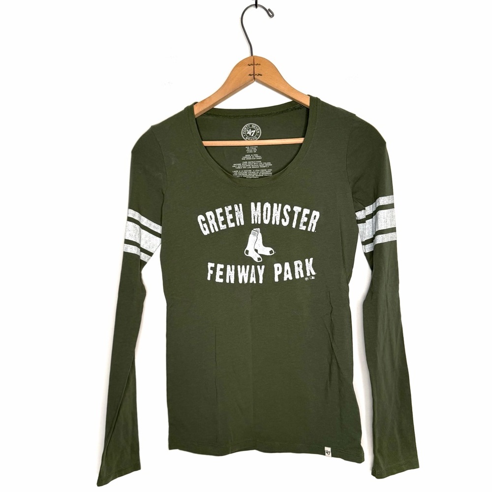 47 Brand Olive Green Red Sox Green Monster Fenway Park Long Sleeve Tee Small
